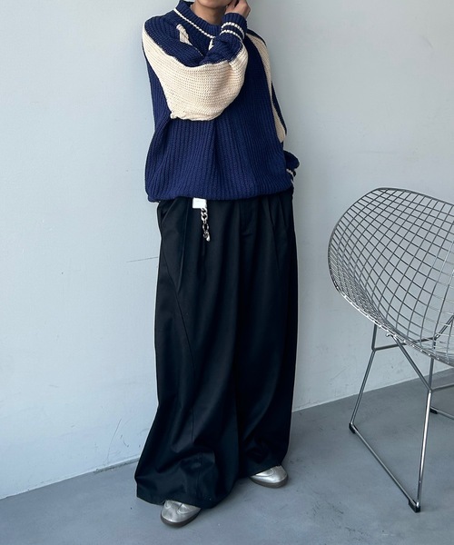 UNDERSTATEMENTs（アンダーステイトメント）の「【ユニセックス】スカジャンドライバーズニット（ニット/セーター・メンズ・ネイビー・FREE）」の15枚目の写真