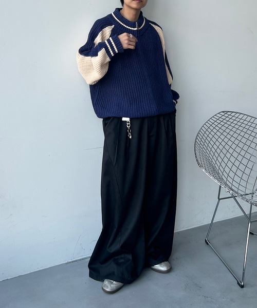 UNDERSTATEMENTs（アンダーステイトメント）の「【ユニセックス】スカジャンドライバーズニット（ニット/セーター・メンズ・ネイビー・FREE）」の16枚目の写真