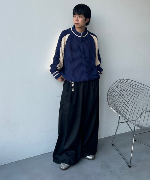 UNDERSTATEMENTs（アンダーステイトメント）の「【ユニセックス】スカジャンドライバーズニット（ニット/セーター・メンズ・ネイビー・FREE）」の17枚目の写真