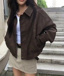 H.TOKYO（エイチトウキョウ）の「【マットな質感が上品】短丈ドロップショルダーライダースブルゾン（ブルゾン）」