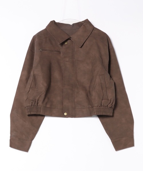 H.TOKYO（エイチトウキョウ）の「【マットな質感が上品】短丈ドロップショルダーライダースブルゾン（ブルゾン・レディース・ブラック/ブラウン・FREE）」の12枚目の写真