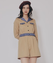 REDYAZEL（レディアゼル）の「バイカラーベルトショートオールインワン（つなぎ/オールインワン）」