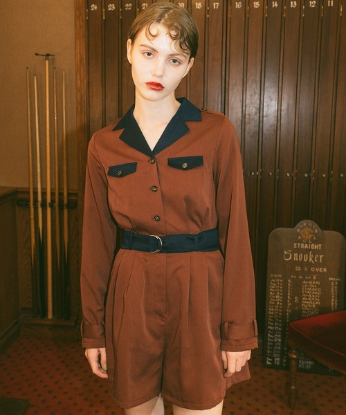 REDYAZEL（レディアゼル）の「バイカラーベルトショートオールインワン（つなぎ/オールインワン・レディース・ベージュ/ネイビー/ボルドー・SMALL/MEDIUM）」の15枚目の写真