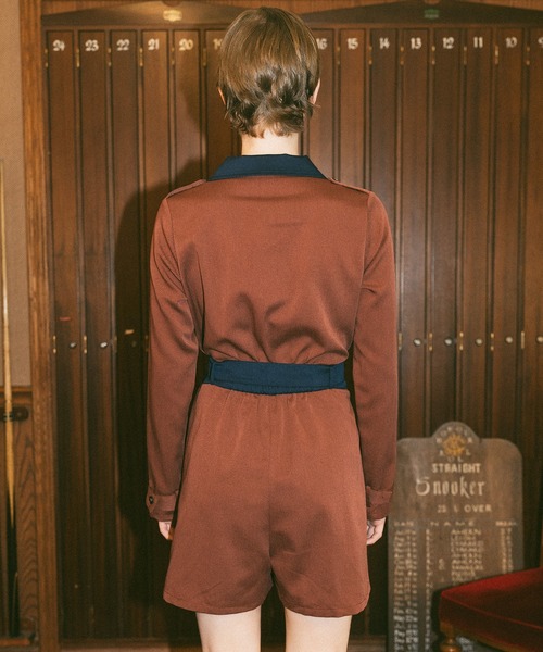 REDYAZEL（レディアゼル）の「バイカラーベルトショートオールインワン（つなぎ/オールインワン・レディース・ベージュ/ネイビー/ボルドー・SMALL/MEDIUM）」の6枚目の写真