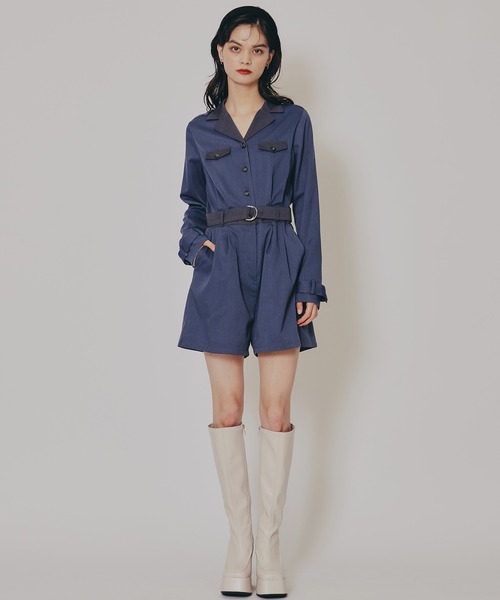 REDYAZEL（レディアゼル）の「バイカラーベルトショートオールインワン（つなぎ/オールインワン・レディース・ベージュ/ネイビー/ボルドー・SMALL/MEDIUM）」の22枚目の写真