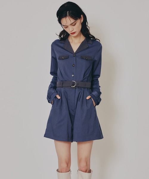 REDYAZEL（レディアゼル）の「バイカラーベルトショートオールインワン（つなぎ/オールインワン・レディース・ベージュ/ネイビー/ボルドー・SMALL/MEDIUM）」の19枚目の写真