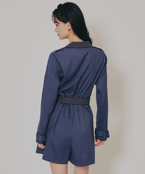 REDYAZEL（レディアゼル）の「バイカラーベルトショートオールインワン（つなぎ/オールインワン・レディース・ベージュ/ネイビー/ボルドー・SMALL/MEDIUM）」の5枚目の写真