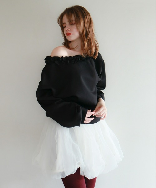 mic by Olu.（ミックバイオルドット）の「＜ ZOZOTOWN限定 ＞ラッフルネックスウェット（スウェット・レディース・グレー/ブラック・FREE）」の3枚目の写真
