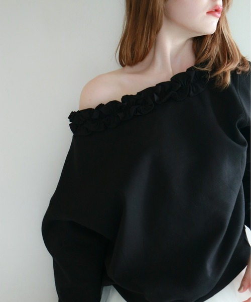 mic by Olu.（ミックバイオルドット）の「＜ ZOZOTOWN限定 ＞ラッフルネックスウェット（スウェット・レディース・グレー/ブラック・FREE）」の5枚目の写真