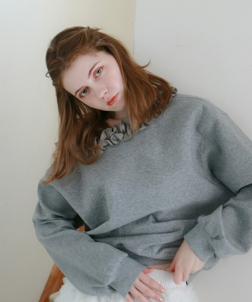 mic by Olu.（ミックバイオルドット）の「＜ ZOZOTOWN限定 ＞ラッフルネックスウェット（スウェット・レディース・グレー/ブラック・FREE）」の12枚目の写真