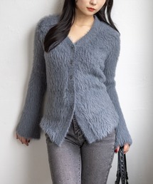 CLEAR BASIC | Vネックフェザーニットロングカーディガン［大人 カジュアル 着回し力抜群］≪AW新作≫(カーディガン/ボレロ)