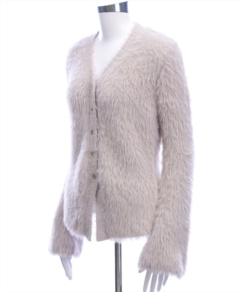 CLEAR BASIC（クリアベーシック）の「Vネックフェザーニットロングカーディガン［大人 カジュアル 着回し力抜群］（カーディガン/ボレロ・レディース・アイボリー/グレイッシュベージュ/チャコールグレー・F）」の4枚目の写真