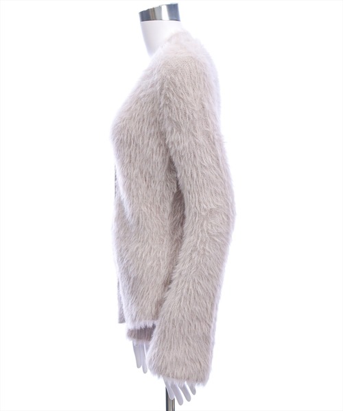 CLEAR BASIC（クリアベーシック）の「Vネックフェザーニットロングカーディガン［大人 カジュアル 着回し力抜群］（カーディガン/ボレロ・レディース・アイボリー/グレイッシュベージュ/チャコールグレー・F）」の5枚目の写真