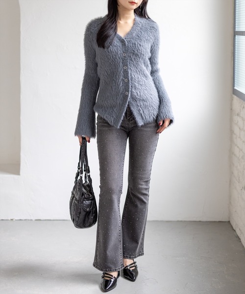 CLEAR BASIC（クリアベーシック）の「Vネックフェザーニットロングカーディガン［大人 カジュアル 着回し力抜群］（カーディガン/ボレロ・レディース・アイボリー/グレイッシュベージュ/チャコールグレー・F）」の20枚目の写真