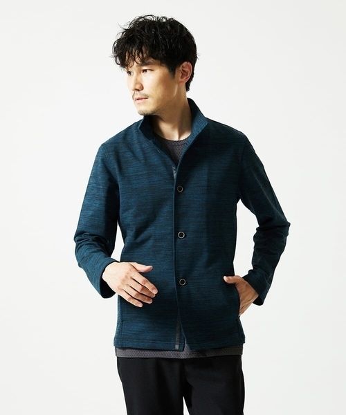 MK MICHEL KLEIN HOMME (エムケーミッシェルクランオム)の「【洗える / リバーシブルカラー配色】スタンドカラーカーディガン(カーディガン/ボレロ・メンズ・ライトブラウン/ブラック/ネイビー・48/51/46)」の1枚目の写真