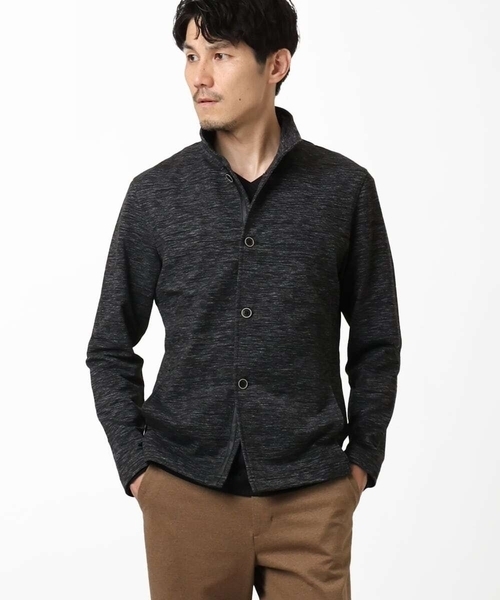 MK MICHEL KLEIN HOMME (エムケーミッシェルクランオム)の「【洗える / リバーシブルカラー配色】スタンドカラーカーディガン(カーディガン/ボレロ・メンズ・ライトブラウン/ブラック/ネイビー・48/51/46)」の2枚目の写真