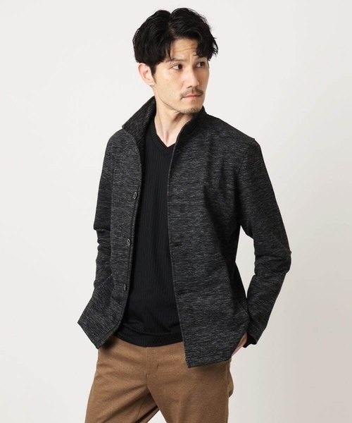 MK MICHEL KLEIN HOMME (エムケーミッシェルクランオム)の「【洗える / リバーシブルカラー配色】スタンドカラーカーディガン(カーディガン/ボレロ・メンズ・ライトブラウン/ブラック/ネイビー・48/51/46)」の8枚目の写真