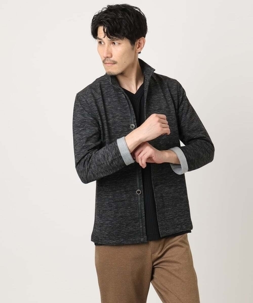 MK MICHEL KLEIN HOMME (エムケーミッシェルクランオム)の「【洗える / リバーシブルカラー配色】スタンドカラーカーディガン(カーディガン/ボレロ・メンズ・ライトブラウン/ブラック/ネイビー・48/51/46)」の21枚目の写真