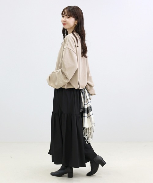 Aletta vita（アレッタビータ）の「T/C裏毛袖タックバルーンプルオーバー（Tシャツ/カットソー・レディース・ブラック/グレイッシュベージュ・M）」の11枚目の写真