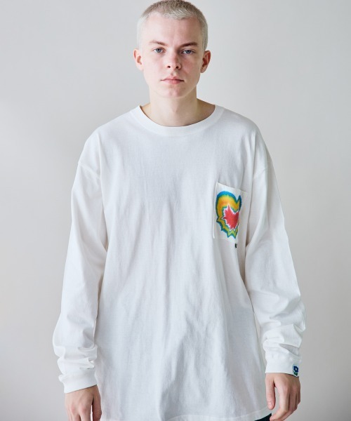 rehacer(レアセル)の「rehacer : Heart Dyed Pocket CS / ハート ダイド ポケットカットソー(Tシャツ/カットソー・メンズ・ホワイト/スミクロ・X-LARGE/LARGE/MEDIUM/SMALL)」の3枚目の写真
