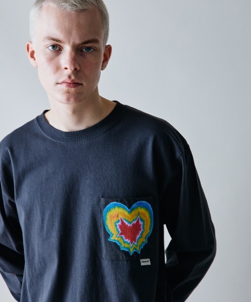 rehacer(レアセル)の「rehacer : Heart Dyed Pocket CS / ハート ダイド ポケットカットソー(Tシャツ/カットソー・メンズ・ホワイト/スミクロ・X-LARGE/LARGE/MEDIUM/SMALL)」の5枚目の写真