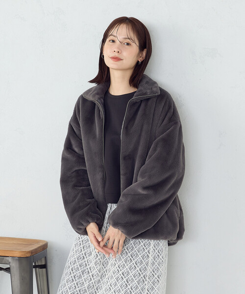 COMME CA ISM（コムサイズム）の「ファー　ブルゾン（ブルゾン・レディース・グレー/ブラウン・FREE）」の2枚目の写真