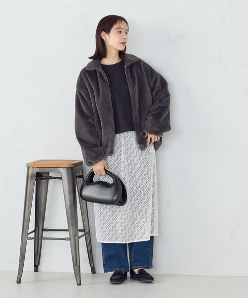 COMME CA ISM（コムサイズム）の「ファー　ブルゾン（ブルゾン・レディース・グレー/ブラウン・FREE）」の3枚目の写真