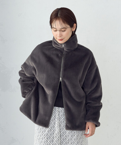 COMME CA ISM（コムサイズム）の「ファー　ブルゾン（ブルゾン・レディース・グレー/ブラウン・FREE）」の9枚目の写真