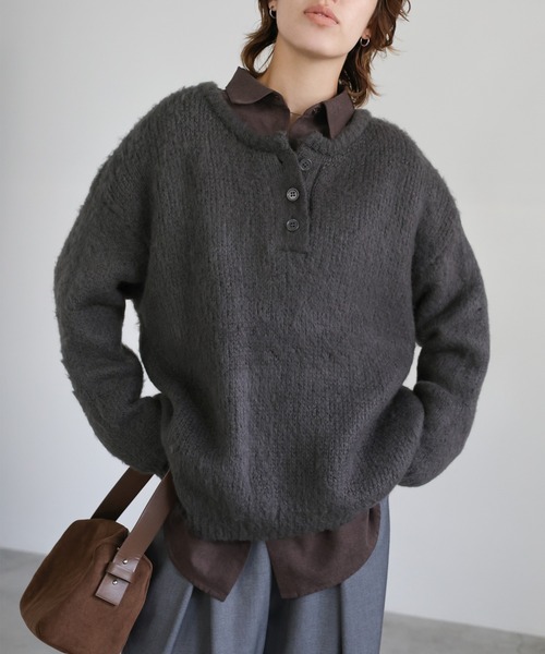 セール】ヘンリーネックオーバーニット（ニット/セーター）｜select