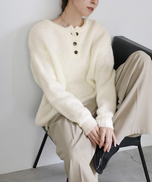 セール】ヘンリーネックオーバーニット（ニット/セーター）｜select