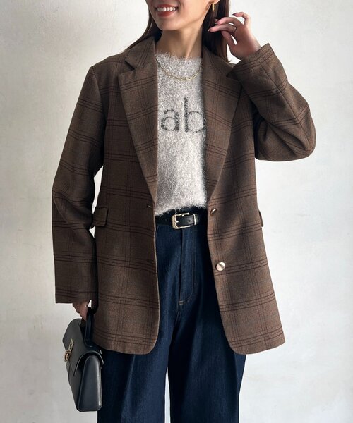 Chez toi(シェトワ)の「ライナー付きテーラードジャケット(テーラードジャケット・レディース・グレー/ブラウン・FREE)」の2枚目の写真