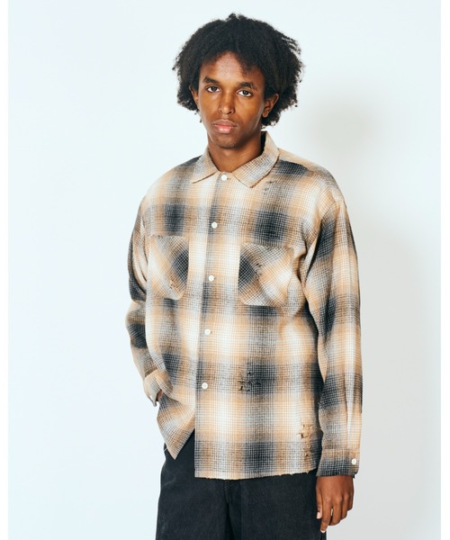 2AM(ツーエイエム)の「DAN RIVER ダンリバー / WORN OUT BOX SHIRT ダメージ加工(シャツ/ブラウス・メンズ・ブラック/グレー/ベージュ・MEDIUM/LARGE)」の8枚目の写真