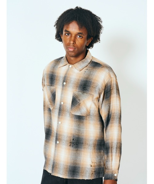 2AM(ツーエイエム)の「DAN RIVER ダンリバー / WORN OUT BOX SHIRT ダメージ加工(シャツ/ブラウス・メンズ・ブラック/グレー/ベージュ・MEDIUM/LARGE)」の9枚目の写真