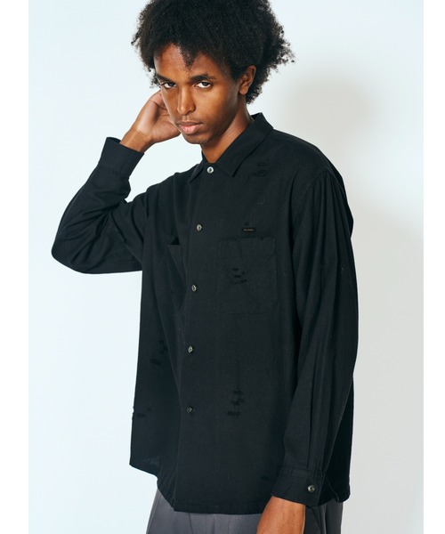 2AM(ツーエイエム)の「DAN RIVER ダンリバー / WORN OUT BOX SHIRT ダメージ加工(シャツ/ブラウス・メンズ・ブラック/グレー/ベージュ・MEDIUM/LARGE)」の13枚目の写真