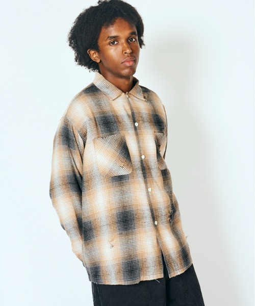 2AM(ツーエイエム)の「DAN RIVER ダンリバー / WORN OUT BOX SHIRT ダメージ加工(シャツ/ブラウス・メンズ・ブラック/グレー/ベージュ・MEDIUM/LARGE)」の14枚目の写真