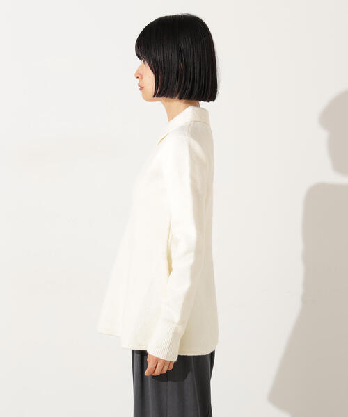 N.（N. Natural Beauty Basic）（エヌエヌナチュラルビューティーベーシック）の「襟付きペプラムニット（ニット/セーター・レディース・レッド/チャコールグレー/オフホワイト・MEDIUM）」の17枚目の写真