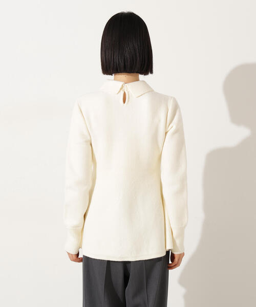 N.（N. Natural Beauty Basic）（エヌエヌナチュラルビューティーベーシック）の「襟付きペプラムニット（ニット/セーター・レディース・レッド/チャコールグレー/オフホワイト・MEDIUM）」の18枚目の写真