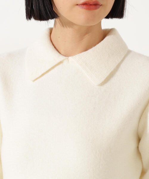 N.（N. Natural Beauty Basic）（エヌエヌナチュラルビューティーベーシック）の「襟付きペプラムニット（ニット/セーター・レディース・レッド/チャコールグレー/オフホワイト・MEDIUM）」の19枚目の写真