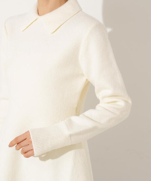 N.（N. Natural Beauty Basic）（エヌエヌナチュラルビューティーベーシック）の「襟付きペプラムニット（ニット/セーター・レディース・レッド/チャコールグレー/オフホワイト・MEDIUM）」の21枚目の写真