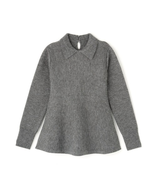 N.（N. Natural Beauty Basic）（エヌエヌナチュラルビューティーベーシック）の「襟付きペプラムニット（ニット/セーター・レディース・レッド/チャコールグレー/オフホワイト・MEDIUM）」の6枚目の写真