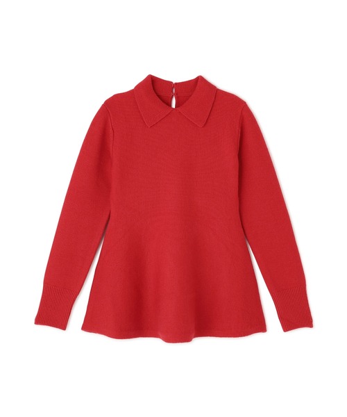 N.（N. Natural Beauty Basic）（エヌエヌナチュラルビューティーベーシック）の「襟付きペプラムニット（ニット/セーター・レディース・レッド/チャコールグレー/オフホワイト・MEDIUM）」の8枚目の写真