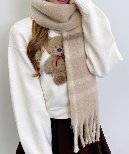 INGNI（イング）の「チェックボリュームストール（ストール/ショール・レディース・グレー/ピンク/ベージュ・ONE SIZE）」の7枚目の写真