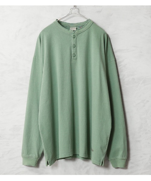 WAIPER.inc（ワイパーインク）の「Goodwear グッドウェア 2W7-65208 USAコットン ガーメントダイ L/S ヘンリーネック Tシャツ SUPER BIG（Tシャツ/カットソー・メンズ・グリーン系その他/ブルー系その他/イエロー/ピンク/チャコールグレー・S/M/L/XL）」の3枚目の写真