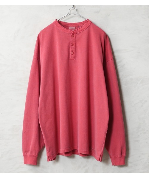 WAIPER.inc（ワイパーインク）の「Goodwear グッドウェア 2W7-65208 USAコットン ガーメントダイ L/S ヘンリーネック Tシャツ SUPER BIG（Tシャツ/カットソー・メンズ・グリーン系その他/ブルー系その他/イエロー/ピンク/チャコールグレー・S/M/L/XL）」の2枚目の写真