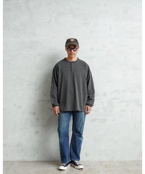 WAIPER.inc（ワイパーインク）の「Goodwear グッドウェア 2W7-65208 USAコットン ガーメントダイ L/S ヘンリーネック Tシャツ SUPER BIG（Tシャツ/カットソー・メンズ・グリーン系その他/ブルー系その他/イエロー/ピンク/チャコールグレー・S/M/L/XL）」の8枚目の写真