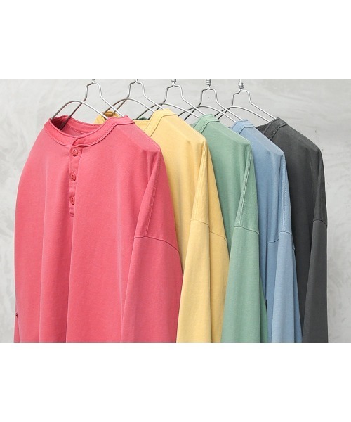 WAIPER.inc（ワイパーインク）の「Goodwear グッドウェア 2W7-65208 USAコットン ガーメントダイ L/S ヘンリーネック Tシャツ SUPER BIG（Tシャツ/カットソー・メンズ・グリーン系その他/ブルー系その他/イエロー/ピンク/チャコールグレー・S/M/L/XL）」の7枚目の写真