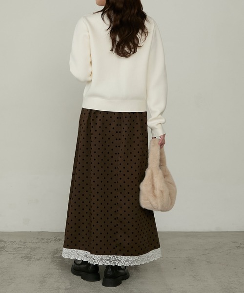 Cherir Mignon(シェリルミニョン)の「【Cherir Mignon】レースドッキングフロッキードットロングスカート(スカート・レディース・ブラック/ブラウン・M/S)」の19枚目の写真