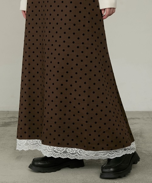 Cherir Mignon(シェリルミニョン)の「【Cherir Mignon】レースドッキングフロッキードットロングスカート(スカート・レディース・ブラック/ブラウン・M/S)」の22枚目の写真