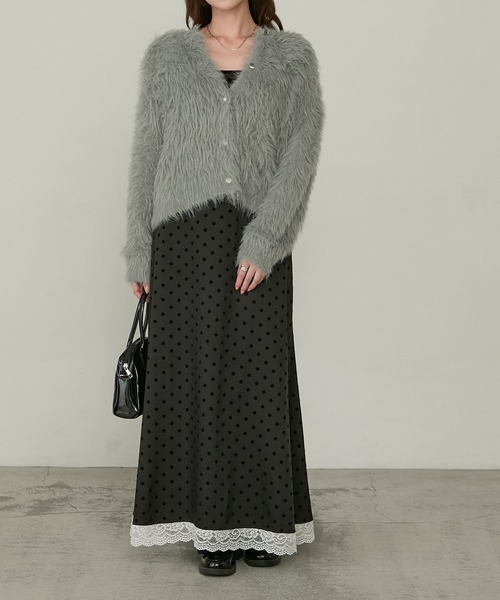 Cherir Mignon(シェリルミニョン)の「【Cherir Mignon】レースドッキングフロッキードットロングスカート(スカート・レディース・ブラック/ブラウン・M/S)」の9枚目の写真