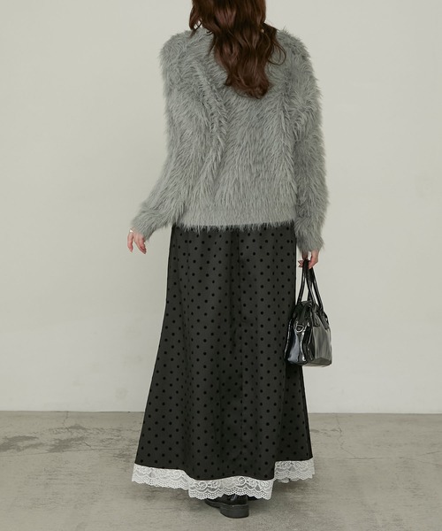 Cherir Mignon(シェリルミニョン)の「【Cherir Mignon】レースドッキングフロッキードットロングスカート(スカート・レディース・ブラック/ブラウン・M/S)」の10枚目の写真